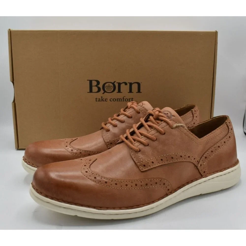 Born Mens Size 10‎ Tobias Brown Full Grain Leather Oxford Casual Lace up Shoes